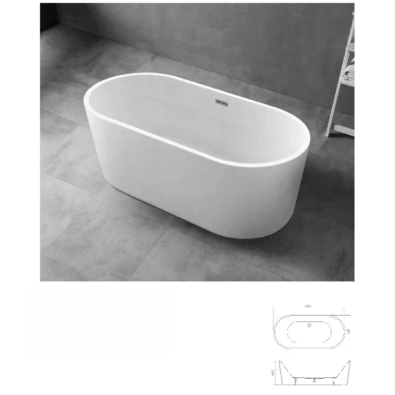 High quality 150cm white acrylic freestanding bathtub luxurious rectangular oval patterned bathtub