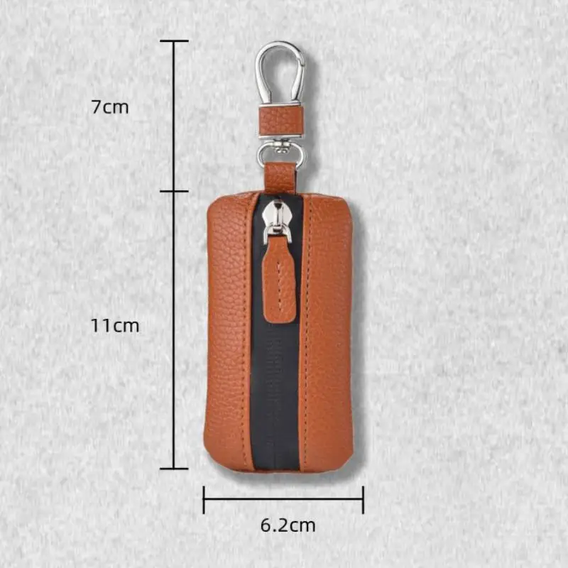 Hochwertige Autoschlüsseltasche aus weichem Leder für Herren mit Reißverschluss, Luxusgeschenk – Detail 8