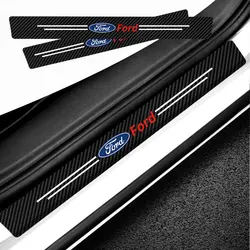 4PCS Leather Car Styling Door Sill Protector Sticker Accessories For Ford ST Fiesta Focus Mk2 3 4 Edition Mondeo Fusion Ecosport
