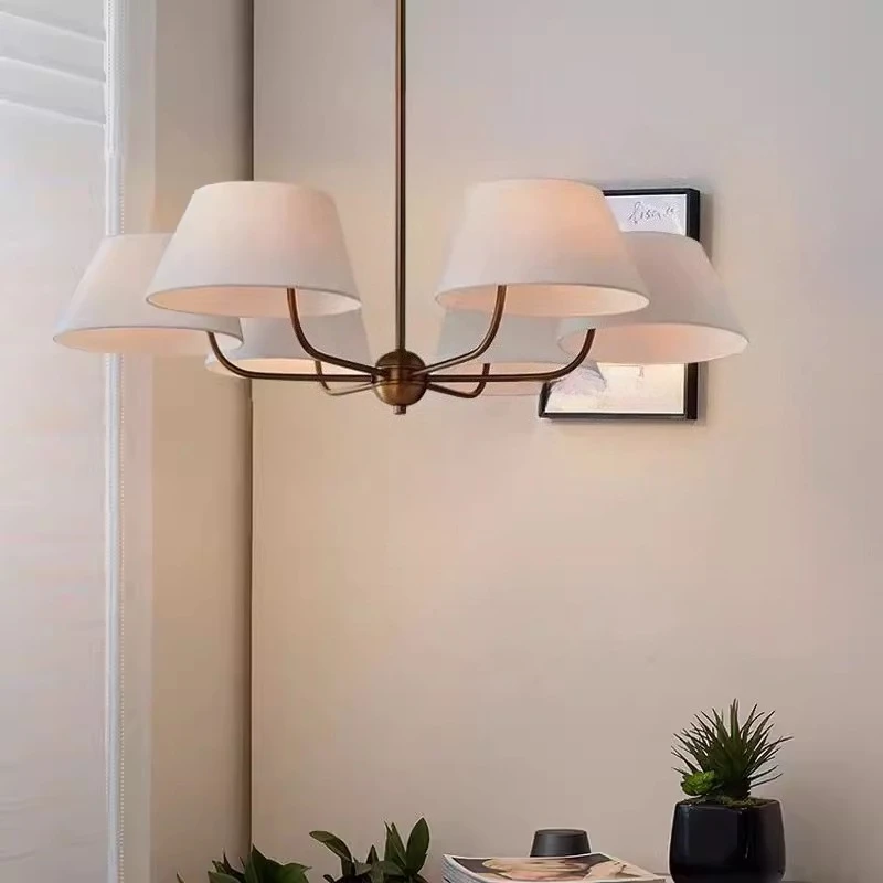 Modern Style Highend Simple Modern Living Room Cloth Cover Pendant Lamp Villa Atmospheric Dining Table Decoration Lighting