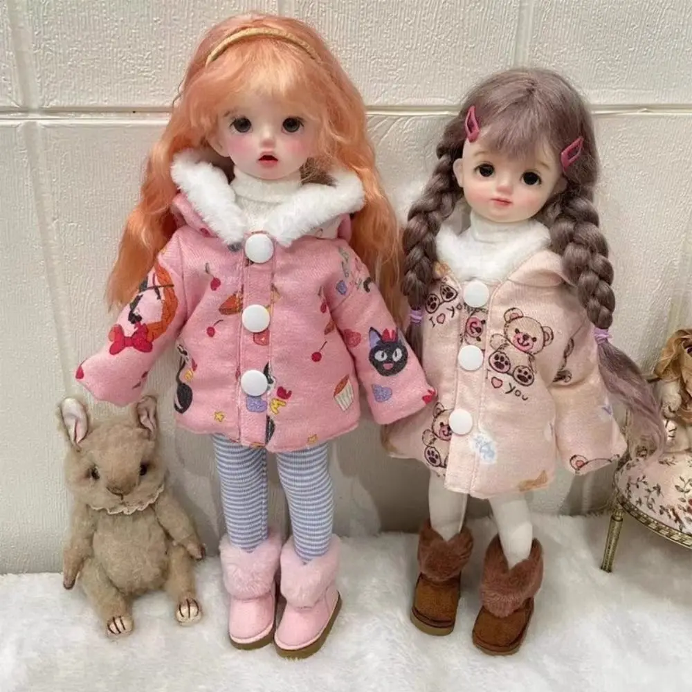 Moda inverno usar jaquetas multicoloridas mini casaco com capuz diy acessórios soltos grossos quentes topos para 1/6 bjd 30cm bonecas