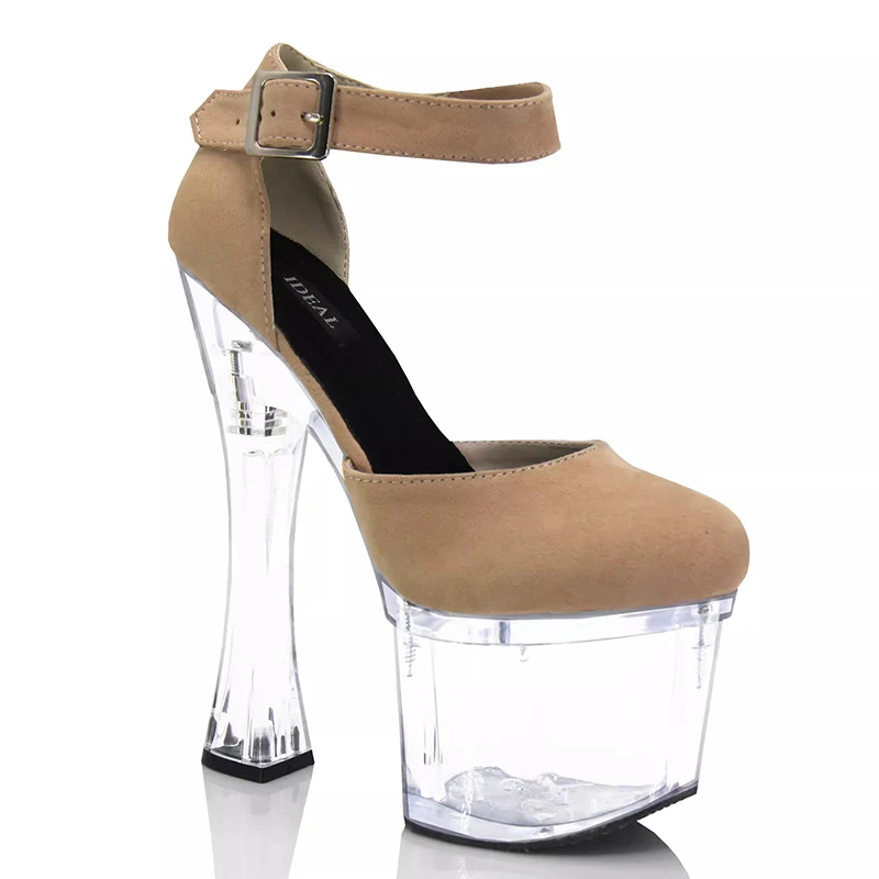 

Новые прозрачные туфли для выступлений на толстом каблуке, туфли на одинарной платформе 18 см, пикантные непромокаемые туфли на очень высоком каблуке для выступлений в ночном клубе