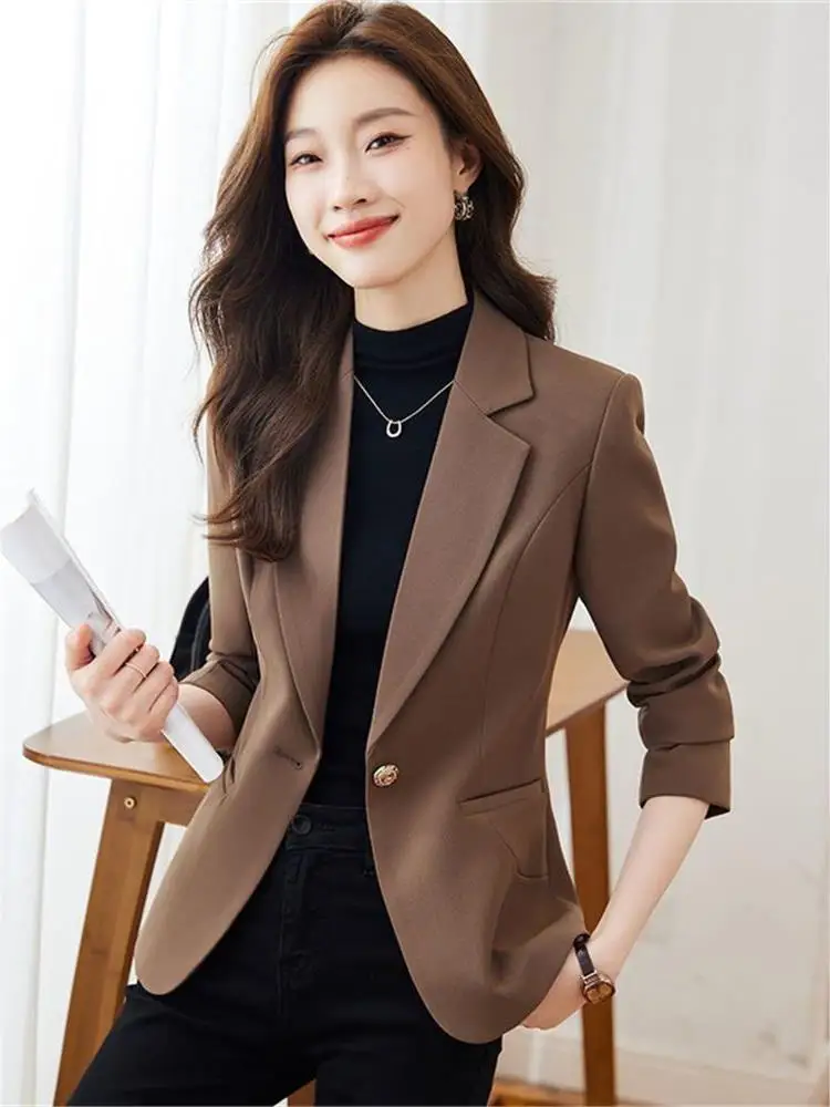 Women's Faionable Versatile Spring Autumn Light Maturi Sle Small Size Suit Ele Top High End Women's Suit Jaet