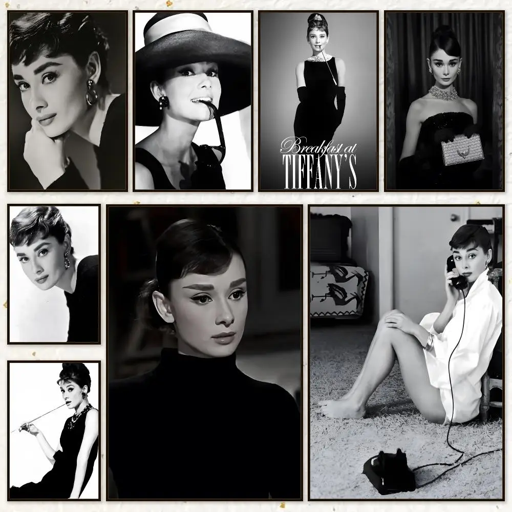 Actor Drama Audrey Hepburn Poster HD Waterproof Wall Art Posters Self Adhesive Bedroom Living Room Home Decor Gift