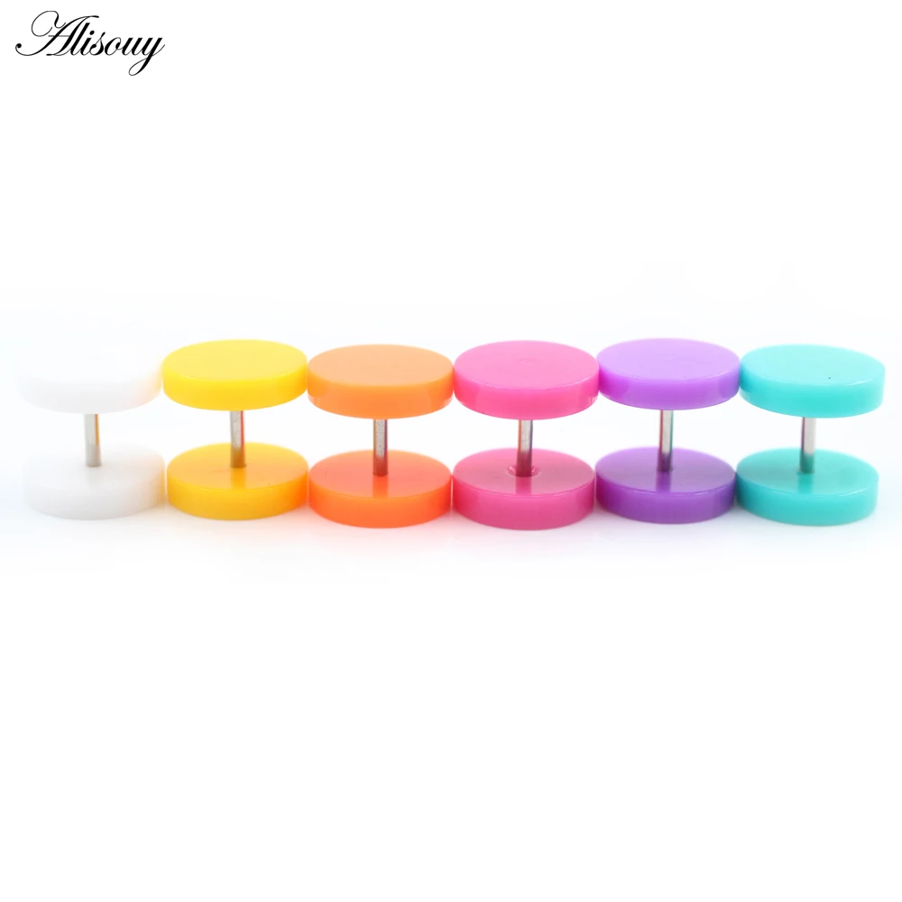 2 Pieces Acrylic Men Women Unisex Candy Color Round Disc Barbell Dumbbell Ear Stud Earrings Tragus Helix Piercing Jewelry
