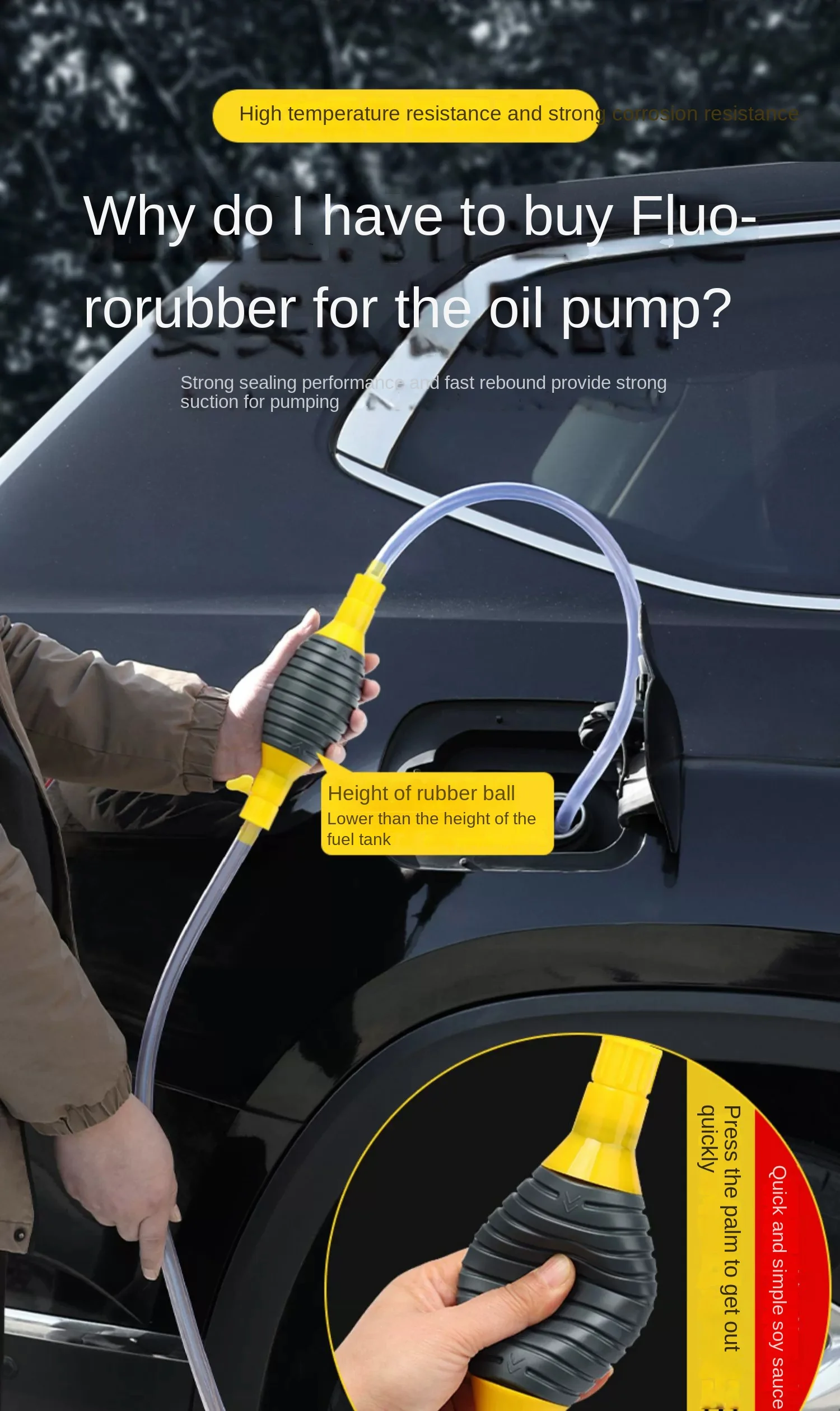 Handkraftstoffpumpe, Auto-Kraftstofftank-Saugpumpe, Öl-Transferpumpe, Benzin-Diesel-Flüssigkeits-Handpumpe, Kraftstoffspargerät für Benzin – Detail 8