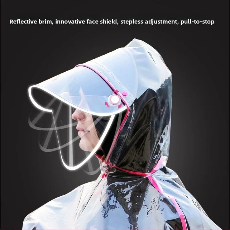 Transparent EVA Double Rain Cover Double Hood Bike Scooter Motorcycle Thickened Waterproof Riding Shield Unisex Commute Travel