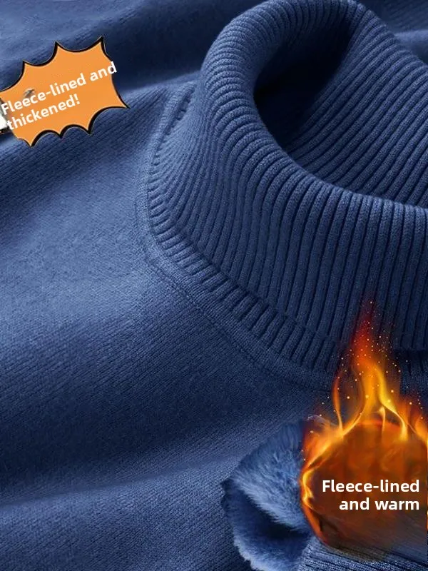 Suéter de Cuello Alto para Hombre, For de Felpa, ueso, Estilo Coreano, Csa de Invierno, Abrigo Cálido