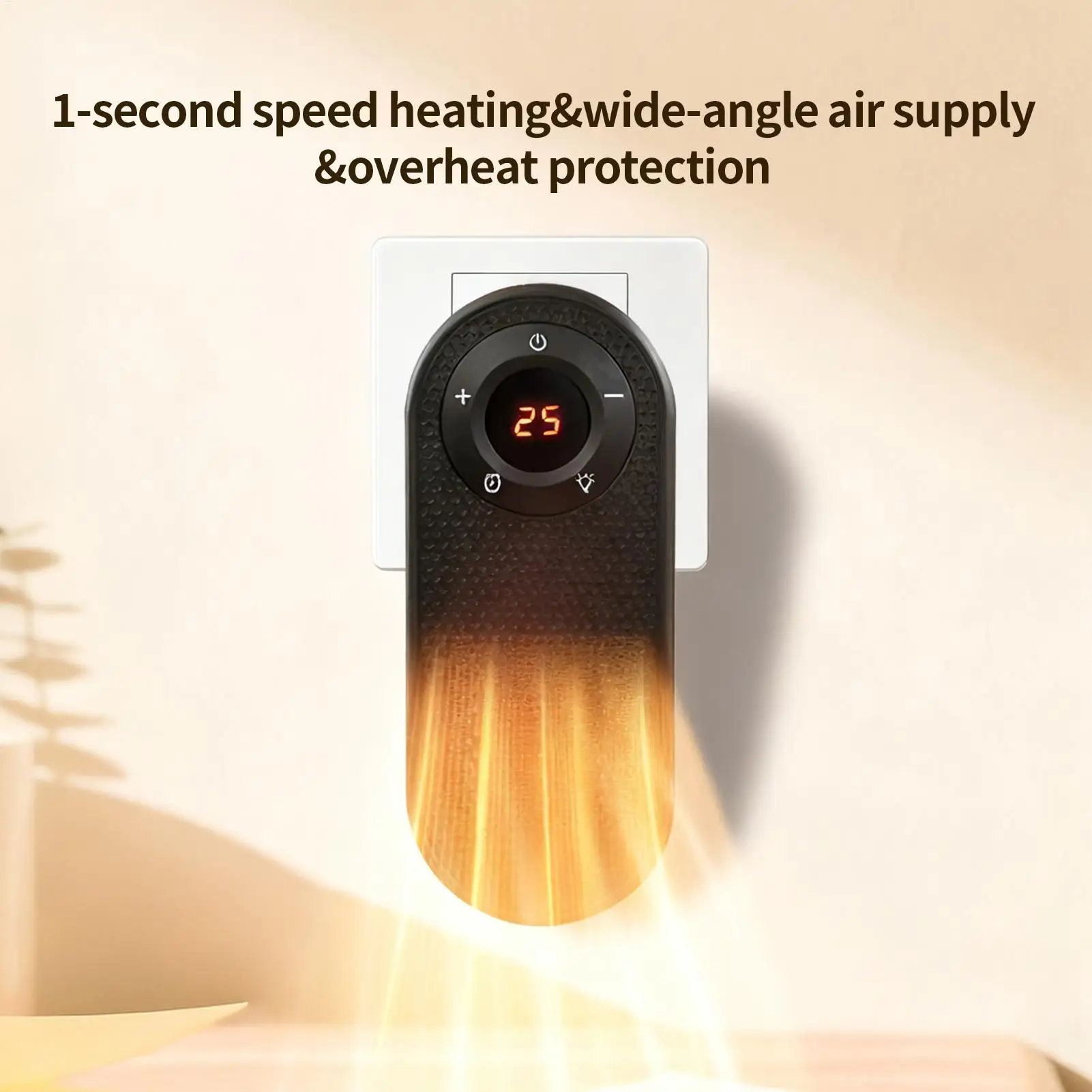 Wall Mounted Space Heater Overheat Protection Quiet Desk Warmer 180 Degree Rotatable Household Bathroom Heater for Winter Indoor