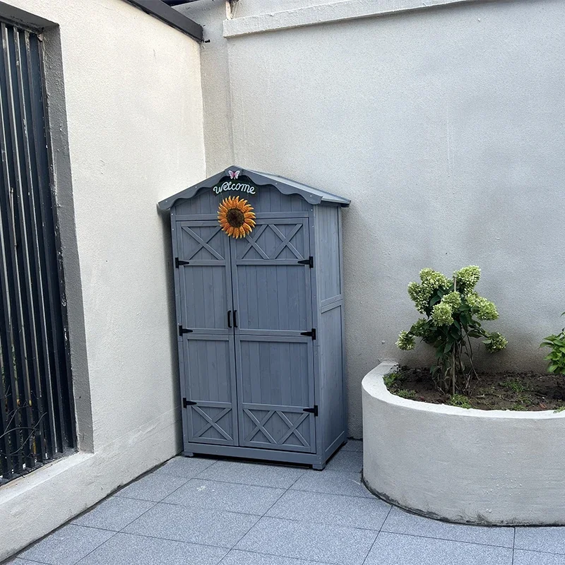 خزانة تخزين خارجية، خزانة شرفة، فناء مقاوم للماء، خزانة واقية من الشمس، غرفة تخزين أدوات الحديقة