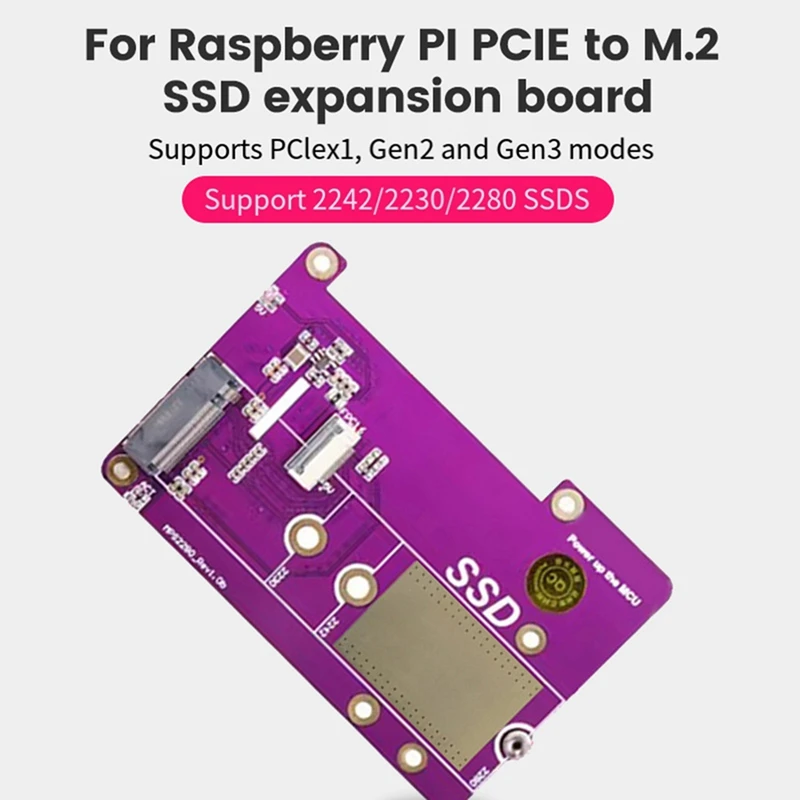 Para Raspberry Pi5 Placa de expansión SSD para Raspberry Pi5 PCIE a M.2 NVME Módulo de placa de expansión de interfaz SSD Fácil instalación, B