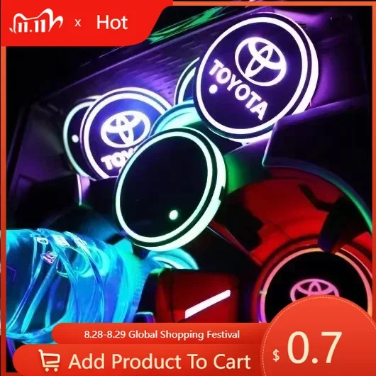 トヨタ2026新型車用ウォーターカップコースターホルダーled雰囲気ライト発光式-トヨタ-カローラ-カムリ-rav4-プラド-プリウス-セナ-h用