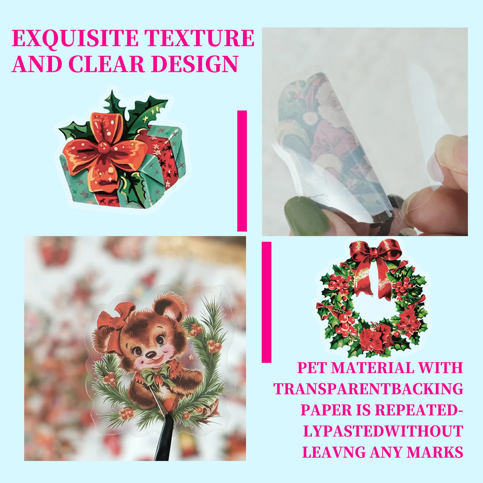 50 قطعة هدية عيد الميلاد سانتا كلوز ملصقات الحيوانات الأليفة للأطفال DIY بها بنفسك ألبوم اليدوية الإبداعية صياغة الشارات المحمول سجل القصاصات الهاتف