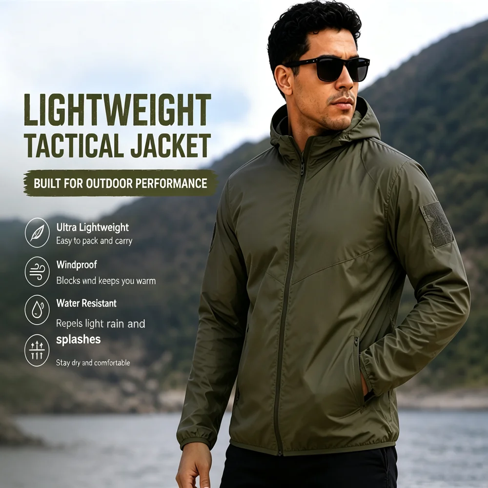 Autumn Mens Ultra Light Skin Jackets Outdoor Quick Dry Man Sunscreen Windbreaker Hooded Coats Men Hiking Waterproof Work Jacket