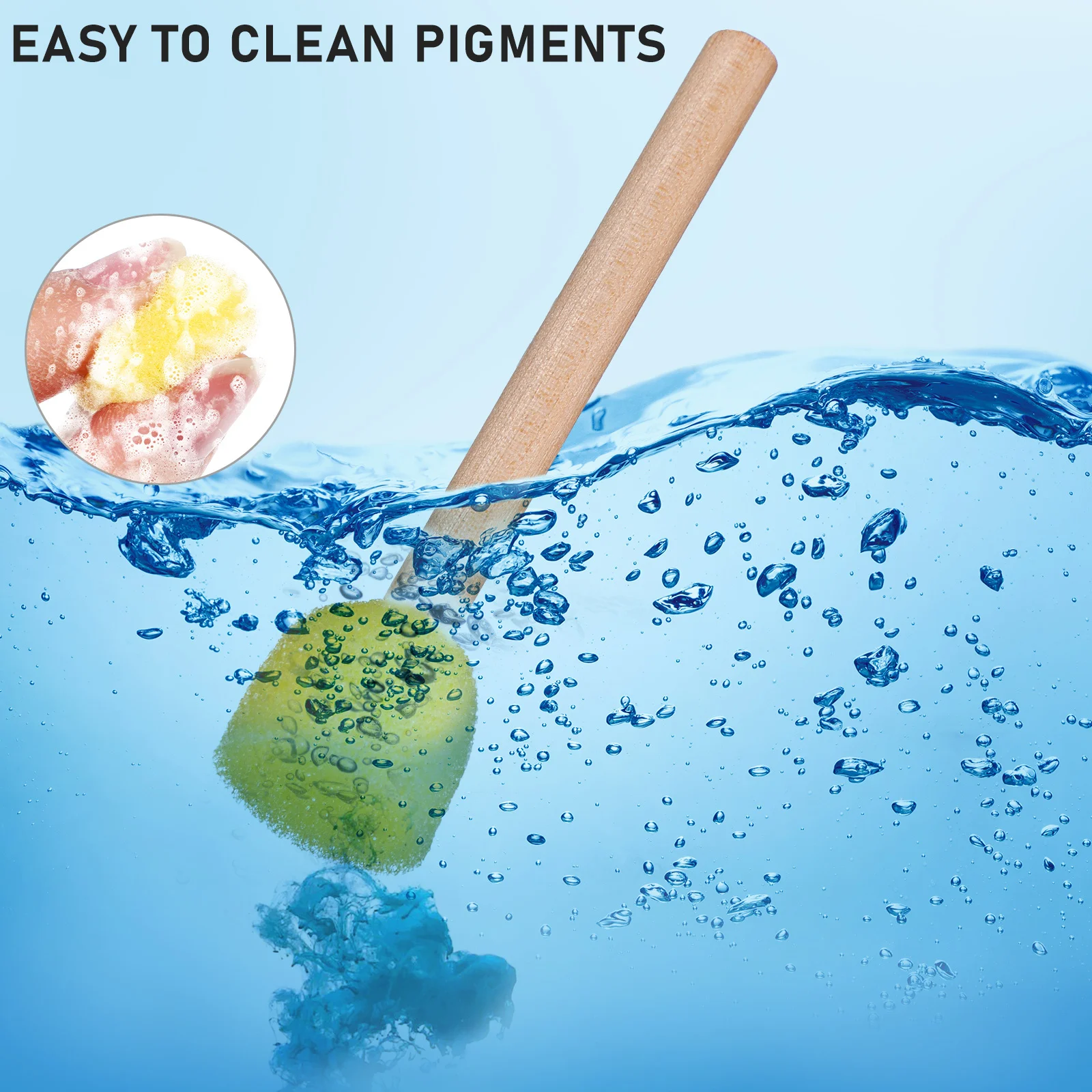 

20Pcs Painting Sponge Tools Set Smooth Foam and Wood Handle Sponges for DIY Dyeing Art Projects Washable and Reusable Craft