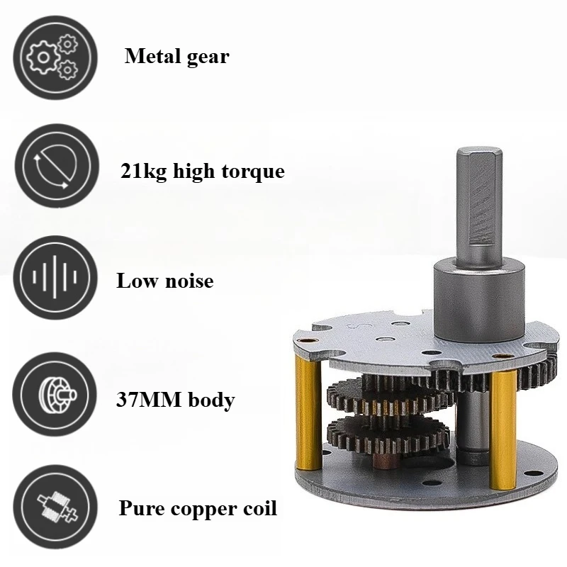 21KG 37-520Gear Motor 12V DC Reducer Motor With Speed Measuring Hall Encoder Robot Large Torque Brushed Engine Metal Teeth