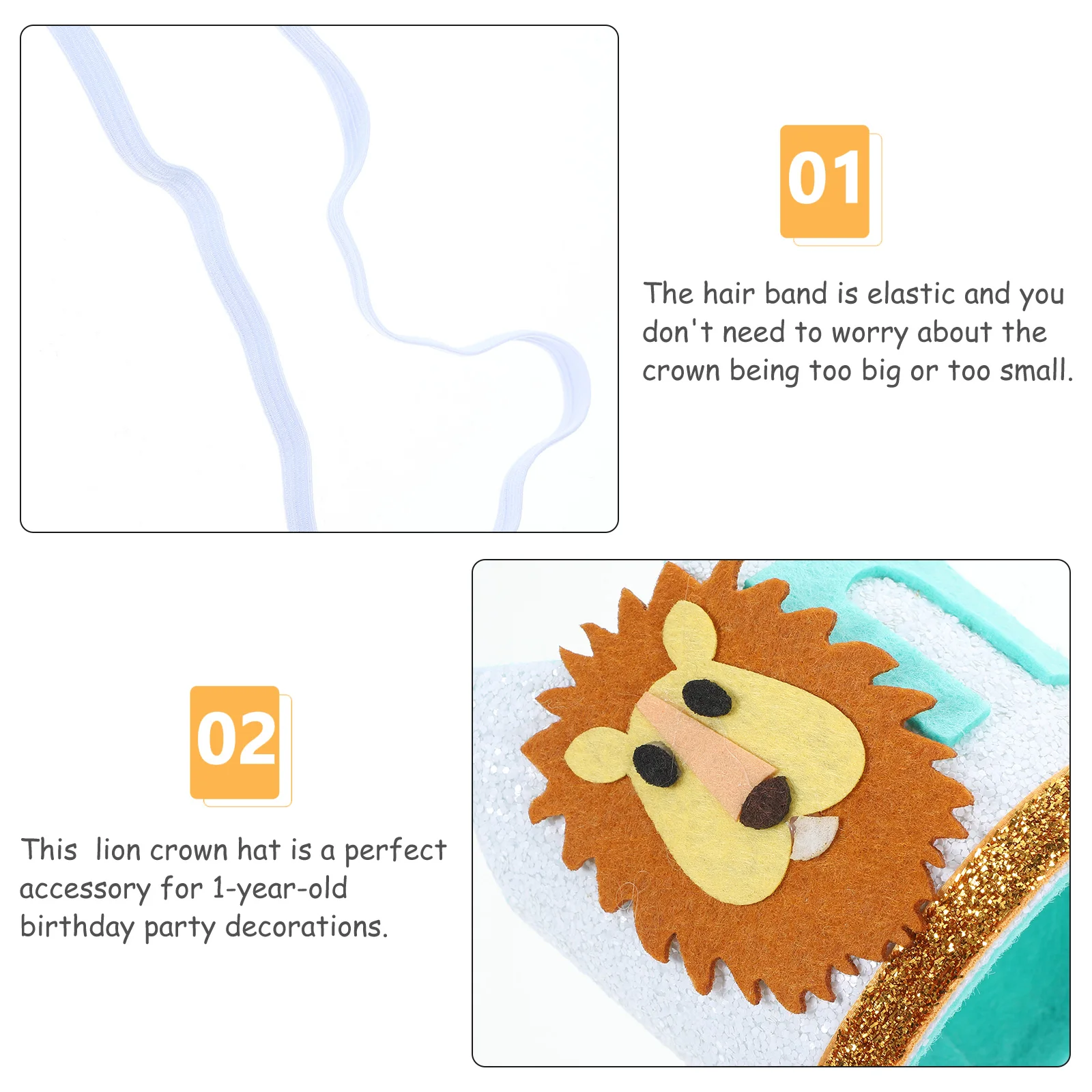 

1pc Lion Crown Hat For 1St Party Kids Baby Decorative Photo Prop Elastic Comfortable Headband Birthday Celebration Party Hat