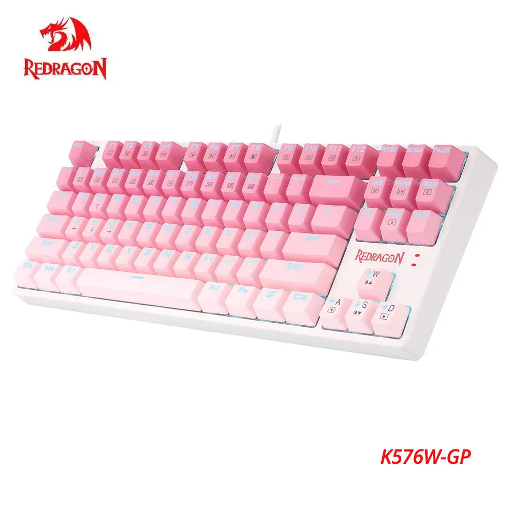 Redragon K576W-GP DAKSA TKL Wired Mechanical Keyboard Red Switch Ice Blue Backlight 87 Keys Gradient PBT Keycap ComputerPC Gamer