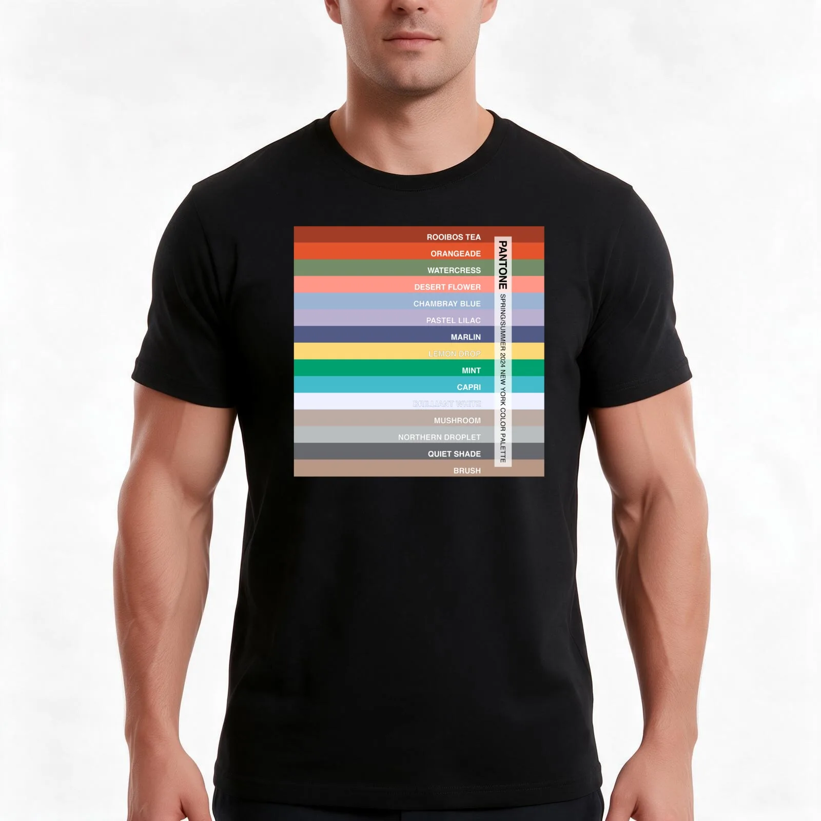 New York Fashion Week Color Palette, Spring/Summer 2024 (all 15 colors, with labels) T-Shirt, Summer Casual Cotton Tee