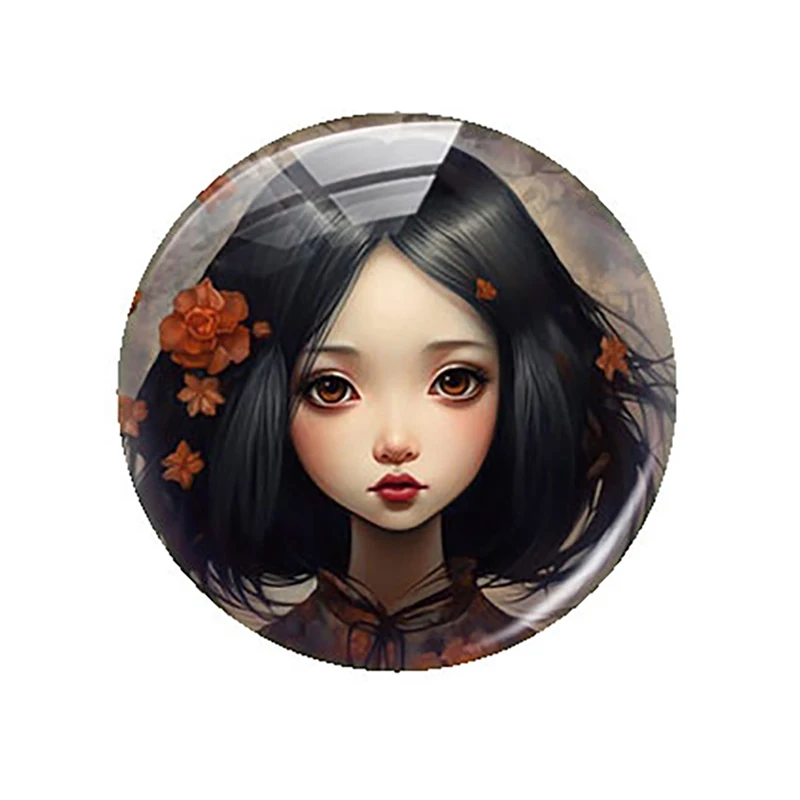 Handmade Beauty Japanese Girl Photo Glass Cabochon Charms Flatback Demo Flat Back Cameo For Diy Jewelry Making Accessories