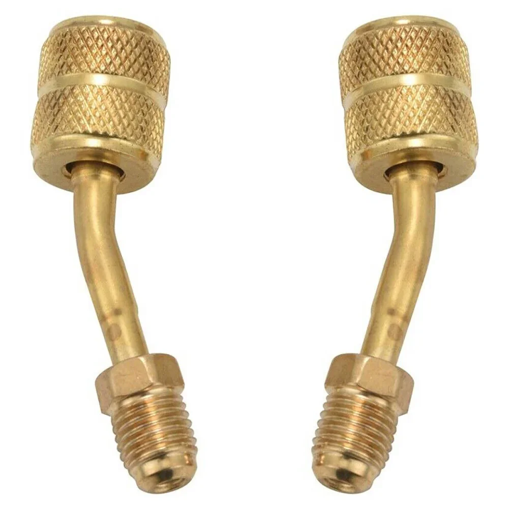 4PCS 45 Degree R410A Adapter 5/16 Inch Female Couplers To 1/4 Inch Male Flare Brass Adapter For R410a Instrument Hose