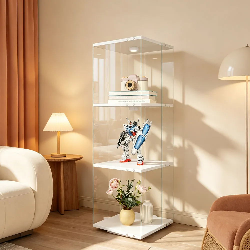 Vitrine en verre Comanlai, vitrine en verre moderne, vitrine rotative en verre pour objets de collection, livres, vin, 1 porte verrouillable