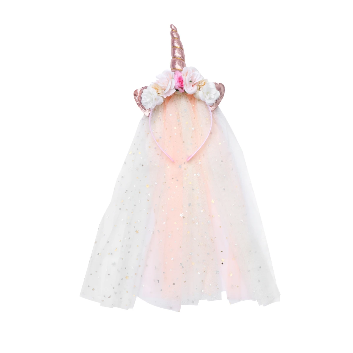 

Unicorn Headband Dress up Accessories Dream Wedding Flower Hairband Girl Rainbow Horn Tulle Mane