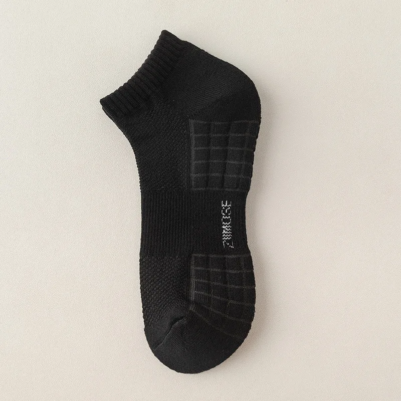 Loop-Knit Breathable Cotton Towel-Back Basketball Socks Comfortable Solid-Color Athletic Mid-Calf Socks