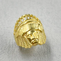 Men Detailed Indian Chief Ring Stainless Steel Gold color Biker Ring Male Huge Punk Hip Hop Rings Fashion Jewelry Gift Friend