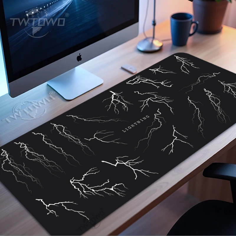 Lightning Black And White Mouse Pad Gamer printon demand Home Custom HD Mousepad XXL Non-Slip Carpet Gaming laptop Mouse Mats