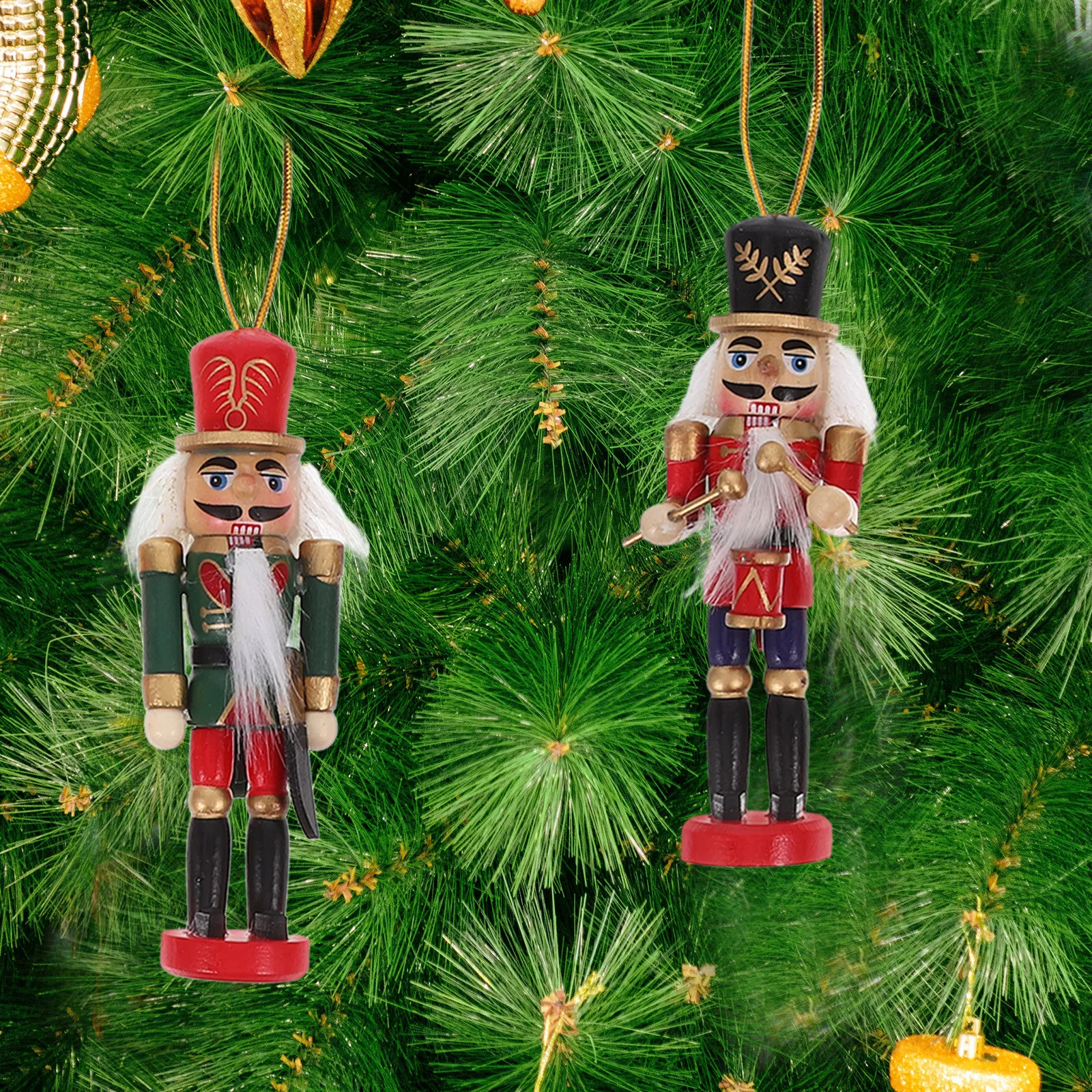 

6 Pcs Wooden Soldier Clip Nutcracker Pendants Hanging Ornaments Home Decoration