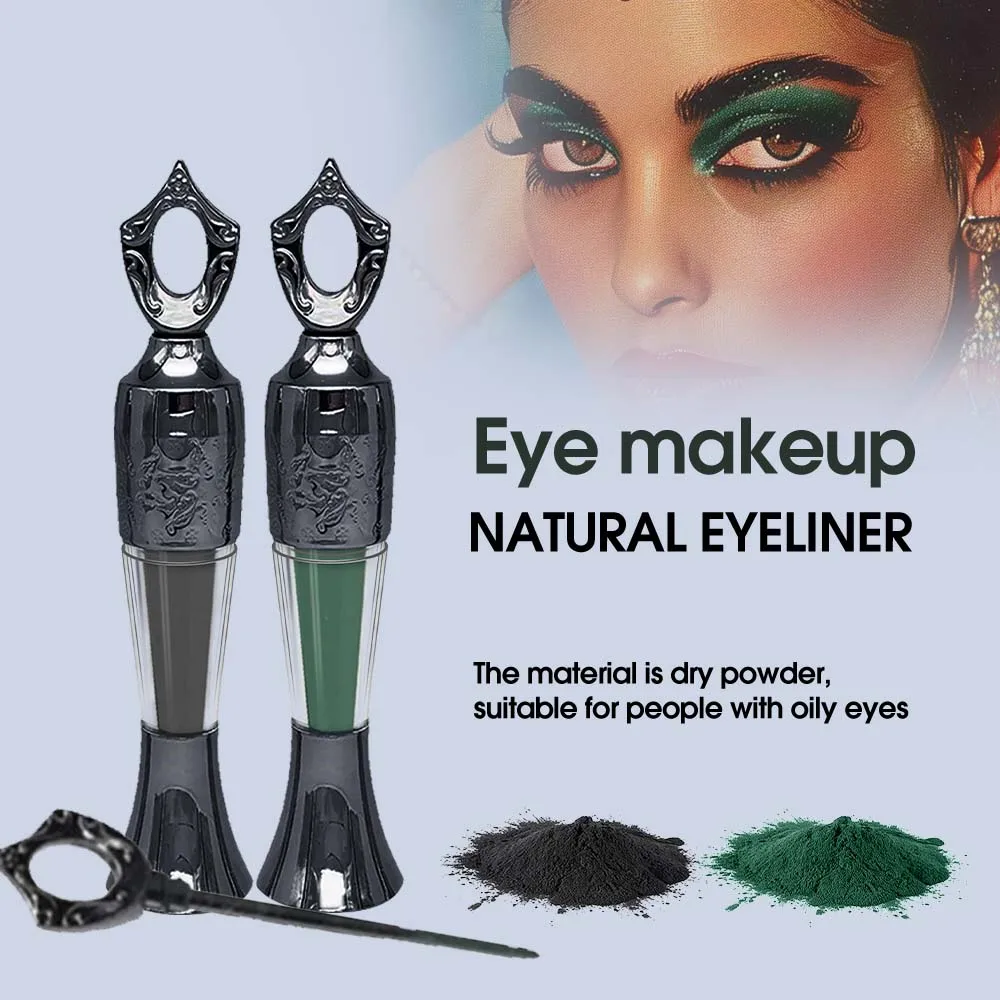 Retro Black Dark Green Kohl Powder Eyeliner Waterproof Long Lasting Natural Smooth Kohl Eyeshadow No Smudge Eye Makeup Product