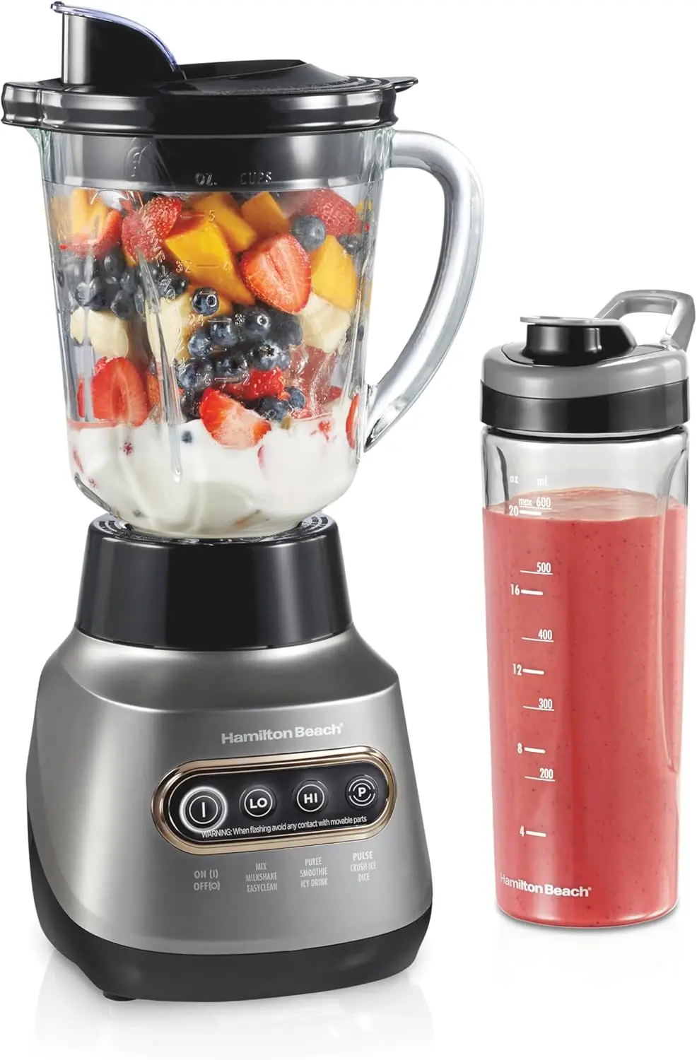 

Wave Action Blender for Smoothies, Stainless Steel Ice Sabre Blades, 40oz Glass Jar, 20oz Blend-In Portable Travel Jar, 800 Watt
