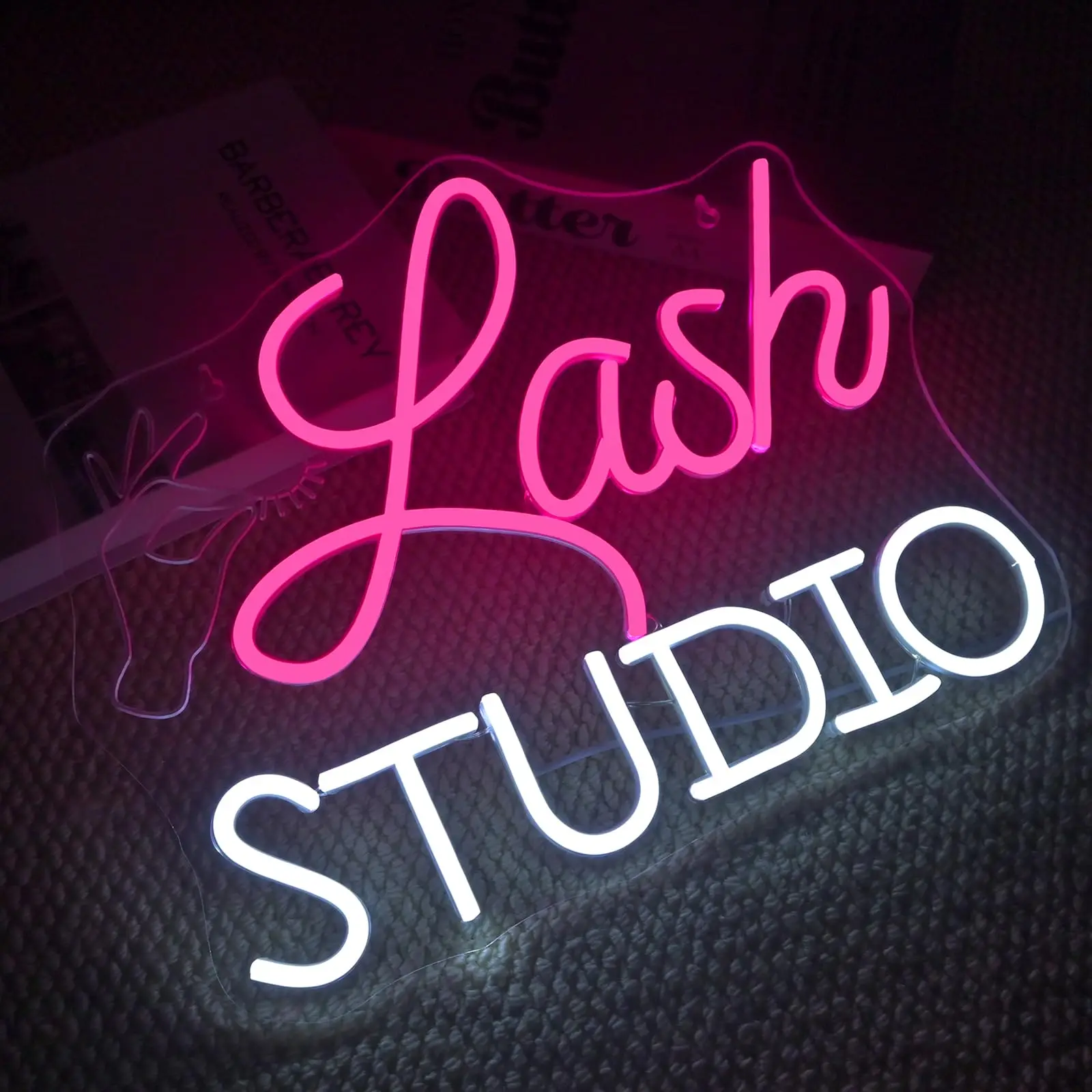 Lash Studio Neon Sign Lashes Room Decor LED Light Business Signs for Lash Lounge, Studio, Beauty Salon, Office Decorations