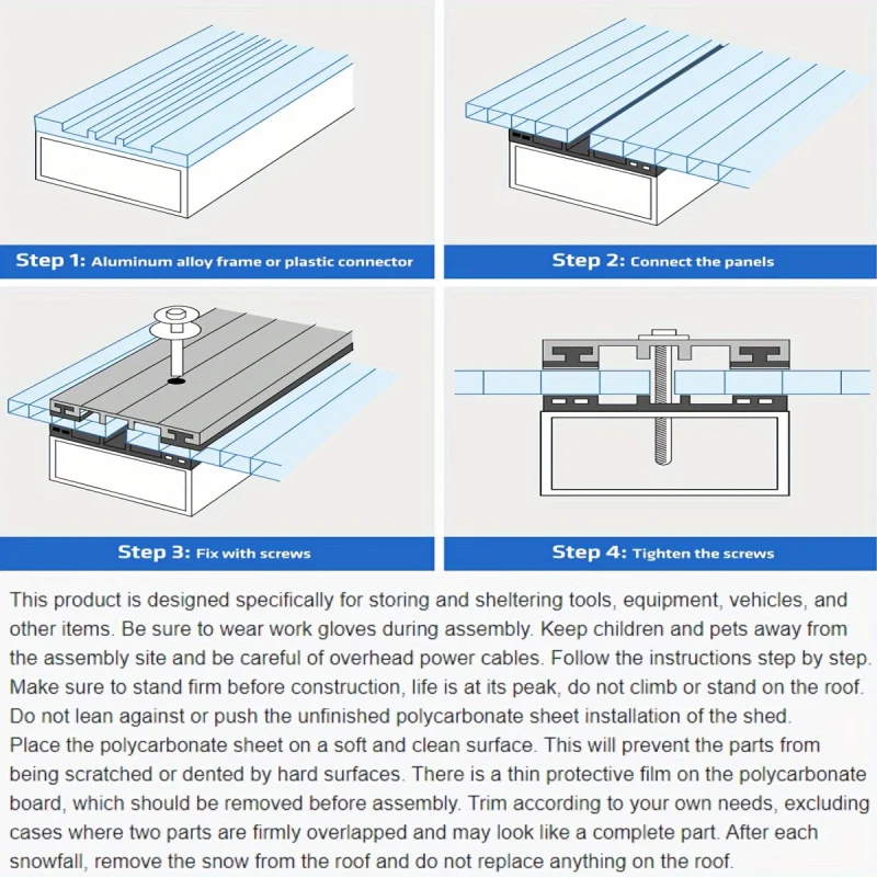 6 Pieces of 2x4 Foot Double-Layer Polycarbonate Greenhouse Panels - Shatterproof, UV Resistant, And Waterproof, Enhancing Transp