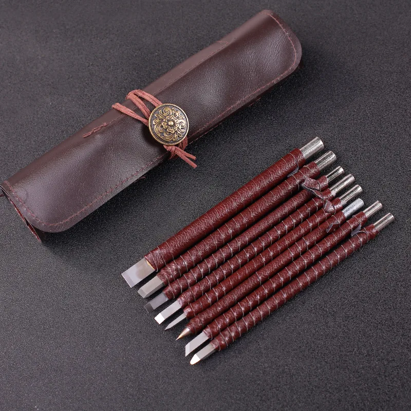 Seal Carving Knife 3/8/10 Pcs Tungsten Steel Engraving Set Professional Woodworking Carving Blade DIY Portable Hand Tool Kit
