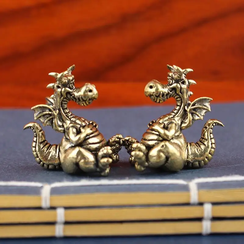 New【1PC Fengshui Chinese Flying Dragon Statue Figurines Vintage Brass Lucky Animal Home Decor Figurines Ornaments Crafts】