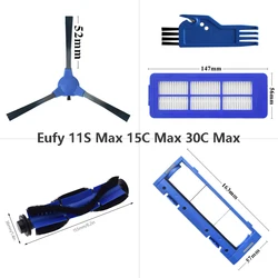 Szczotka główna i boczna, szczotka, osłona filtra HEPA, części zamienne do Eufy 11S Max 15C Max 30C Max, odkurzacz Robot, akcesoria