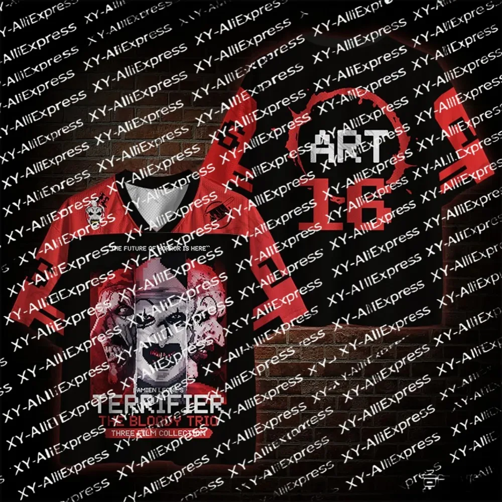 Men Varsity V-Neck Mesh Jersey, Retro Scary Clown Movie Print, Casual Sport Mesh Top for Horror Party & Night Street Outfit