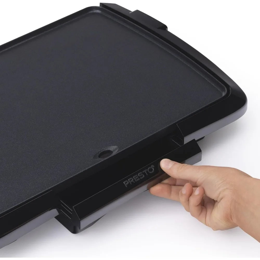 Electric Griddle, Heat Control, Cool Touch Base, Non Stick Surface, Aluminum, Black, 2.25"D x 18.5"W x 11.25"H
