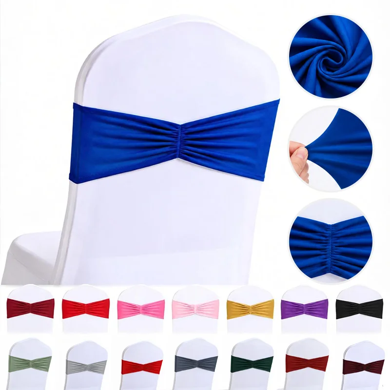 10/20/50Pcs High Elastic Chair Back Sash Cover No-Tie Pre-Tied Bow Chair Band Decoration for Wedding Banquet Hotel Event Party