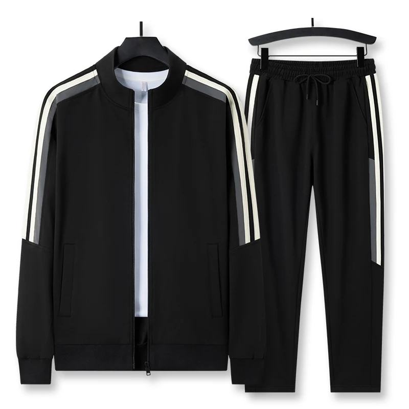 2024 Spring Autumn Sweatshirt SweatPants Trousers For Men Set Two Piece Black Tracksuit Hip Hop Streetwear Running Sport Clothes