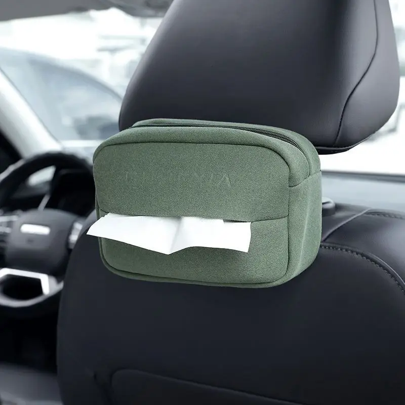 Flip fur car tissue box, drawstring box, creative car armrest box, chair back hanging multifunctional internet famous tissue bag