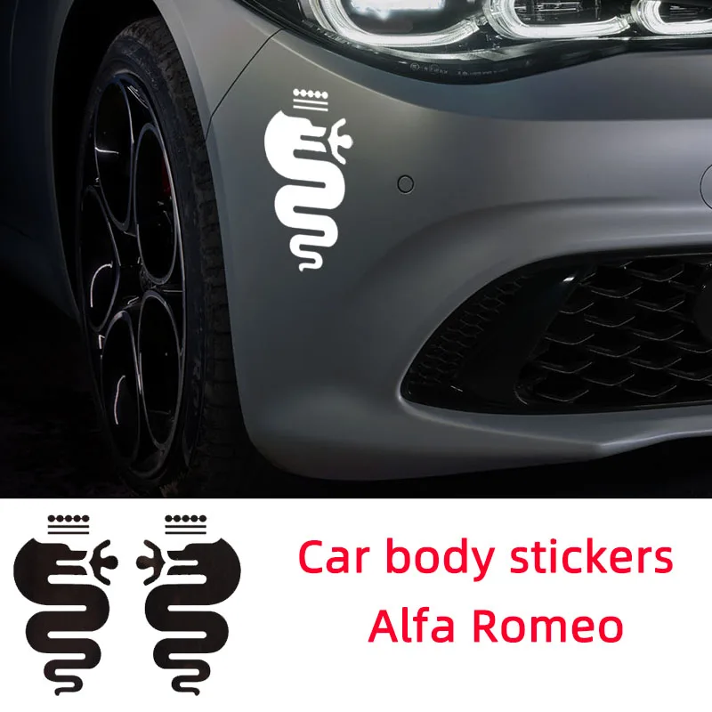 Car Body Stickers Creative Styling Decoration Snake Emblem For Alfa Romeo Giulia Stelvio 159 Spider Brera Exterior Accessories