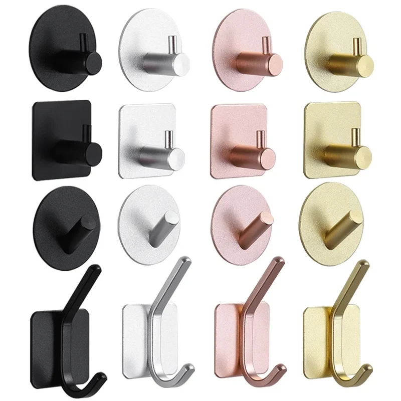 Wall Stickers Self-adhesive Hooks For Hanging Towel Robe Cloth Key Bag Door Motorhome Hanger Bathroom Kitchen Organizer Hook