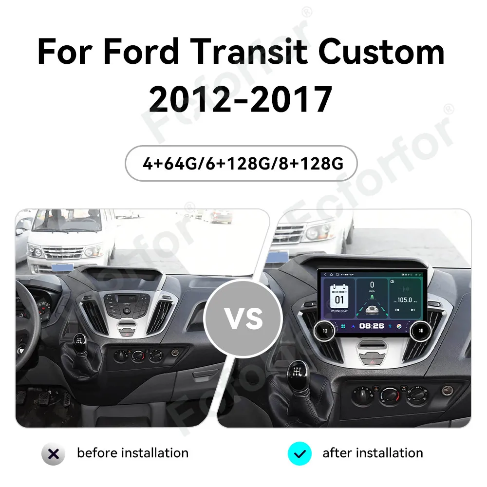 CarPlay Inalámbrico para Ford Transit Custom 2012-2017, Pantalla Táctil HD Ultra Grande de 11.5 Pulgadas, Android 15, GPS, Radio Estéreo para Auto