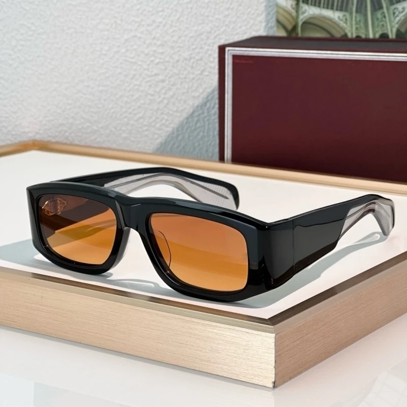 

ROMI Man Sunglasses Women Luxury Brands Thick Acetate Rectangle Men Vintage Shades Outdoor Retro Rectangle Glasses For Sun New