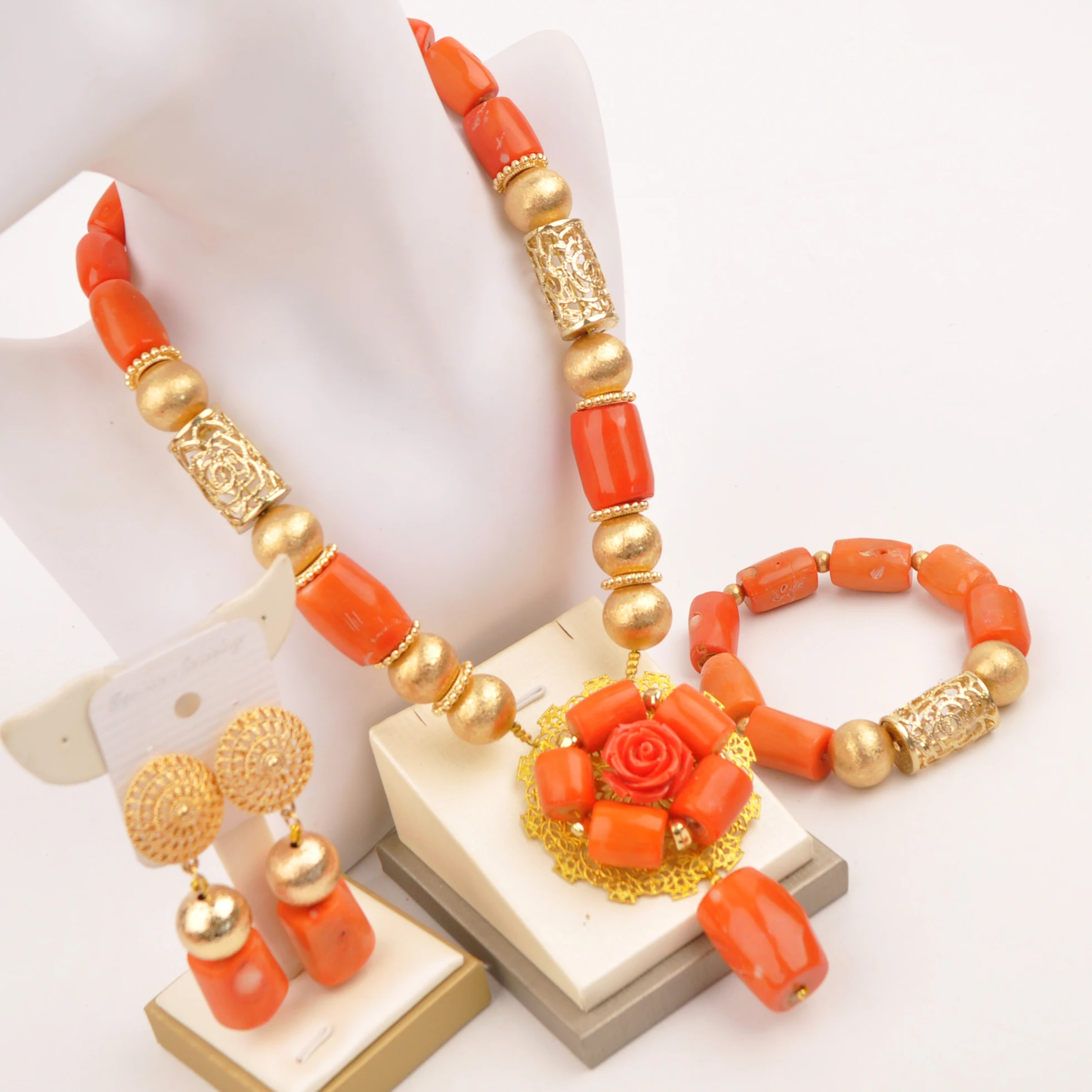 nigerian-bride-wedding-jewelry-orange-coral-bead-necklace-african-jewelry-sets