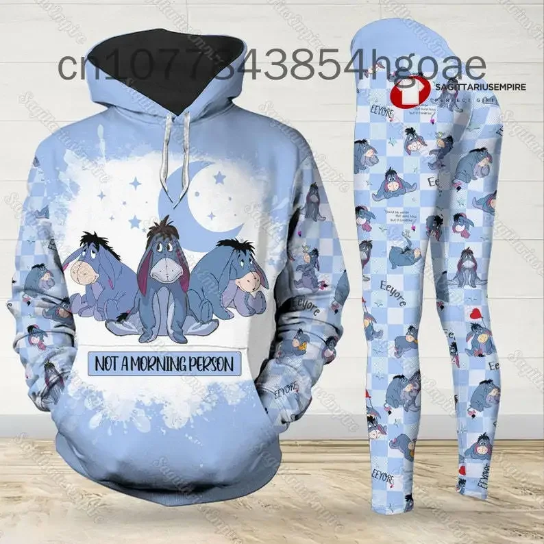 2024 New Disney Eeyore 3D Hoodie Women\'s Hoodie Yoga Pants Set Y2k Yoga Leggings Hoodie Fashion Sports Suit