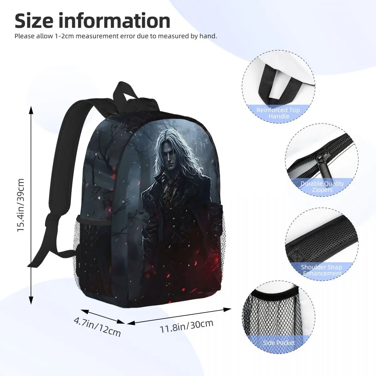 Alucard Vampire Game Backpack Student Boys Girls BookBag Men Women School Bag Laptop Shoulder Bags